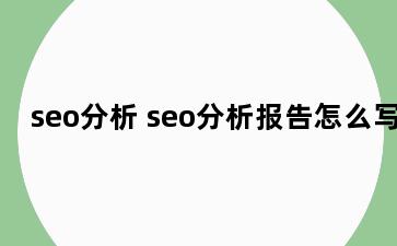seo分析 seo分析报告怎么写